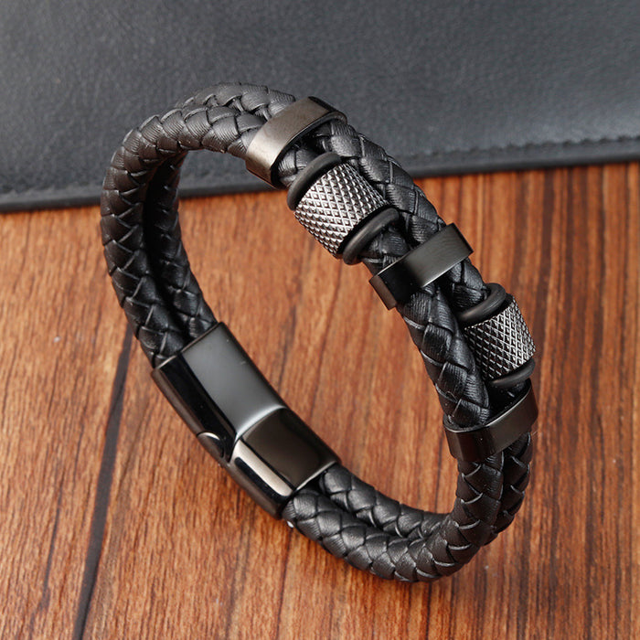 Wholesale Stainless Steel Braided Leather Bracelet JDC-BT-OuSD005