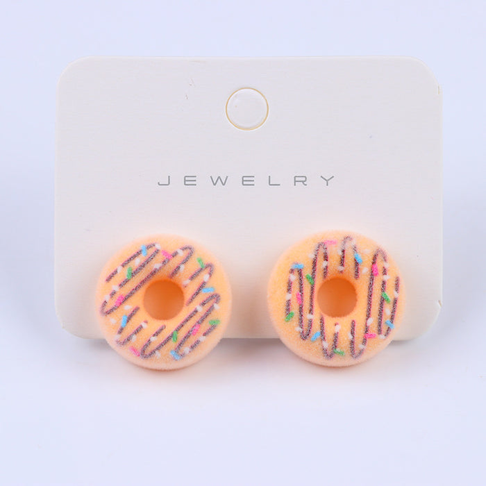 Wholesale Earrings Flocking Donut Frogs MOQ≥2 JDC-ES-min034