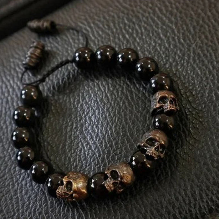 Wholesale Bracelet Black Onyx Skull MOQ≥3 JDC-BT-YuanY002