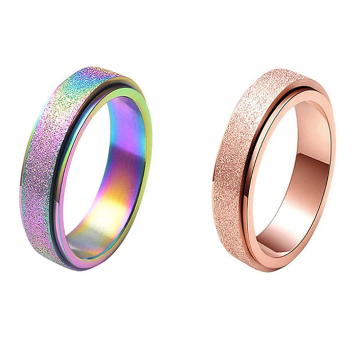 Jewelry WholesaleWholesale rotary frosted color stainless steel ring set JDC-RS-Yunhe001 Rings 芸禾 %variant_option1% %variant_option2% %variant_option3%  Factory Price JoyasDeChina Joyas De China