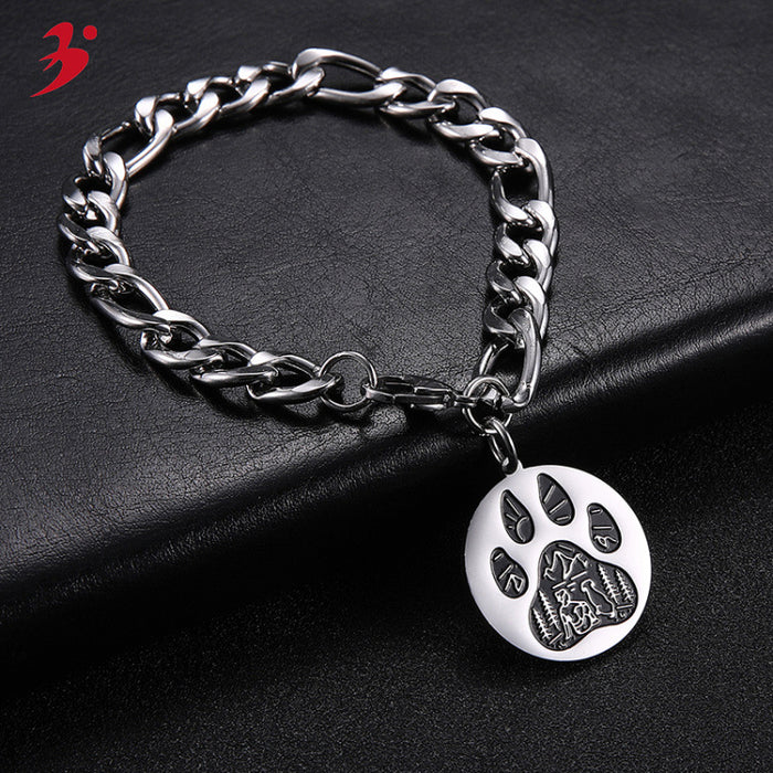 Wholesale Bracelet Stainless Steel Cute Dog Paw Print JDC-BT-QiJu013