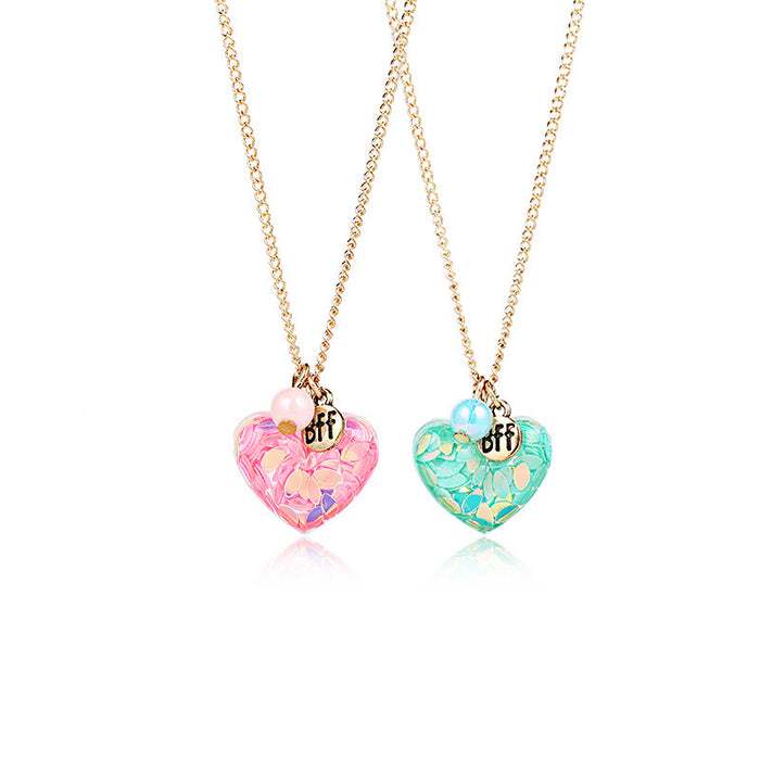 Wholesale BFF Letter Simple Cute Peach Heart Shaped Children's Necklace MOQ≥3 JDC-NE-shenX003