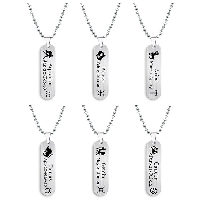 Wholesale Necklace Stainless Steel Constellation Gift Lettering Necklace MOQ≥2 JDC-NE-GangGu006
