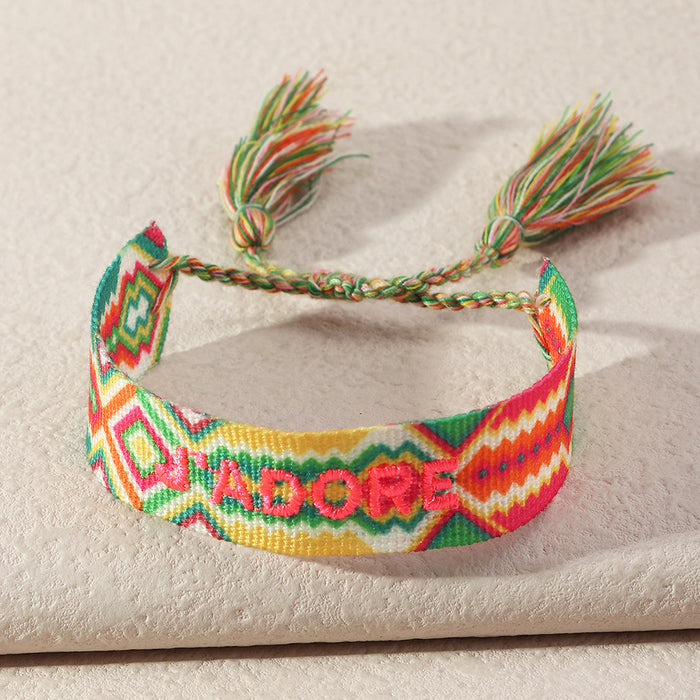 Jewelry WholesaleWholesale cotton weaving colorful Nepal hand woven long tassel bracelet JDC-BT-NZ050 Bracelet 奈珠 %variant_option1% %variant_option2% %variant_option3%  Factory Price JoyasDeChina Joyas De China
