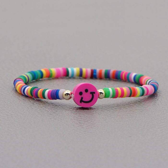 Wholesale 4mm Rainbow Beaded Multicolor Smiley Boho Ethnic Style Clay bead bracelet  JDC-BT-YuX004