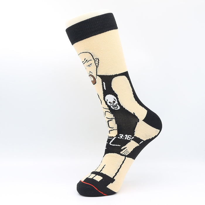 Wholesale Sock Cotton Mid-Cylinder Breathable Sweat-absorbent Cartoon Printing Color MOQ≥3 JDC-SK-ShuiH006