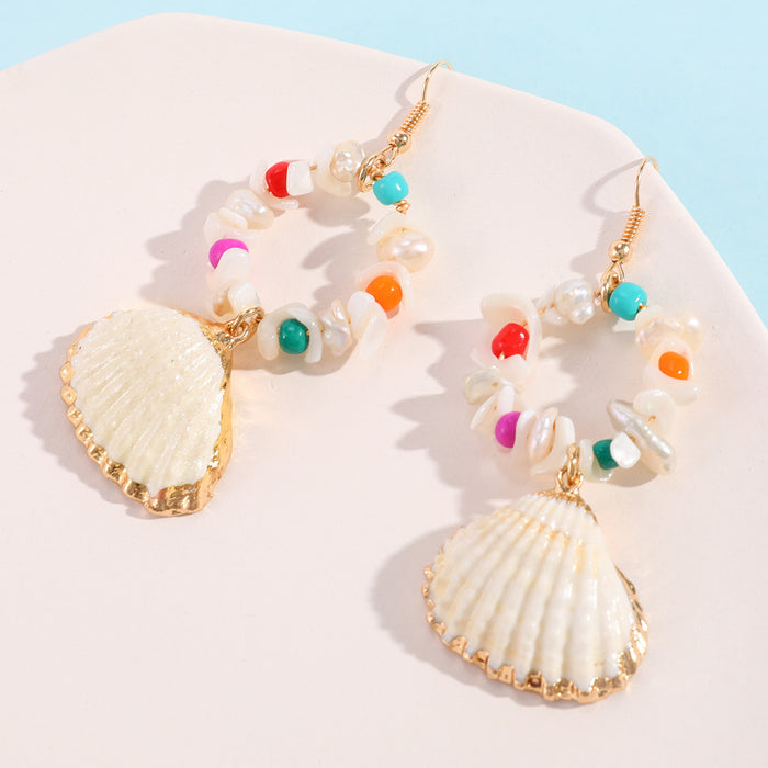 Wholesale Natural Pearl Shell Earrings Ethnic Style JDC-ES-zhongyi005