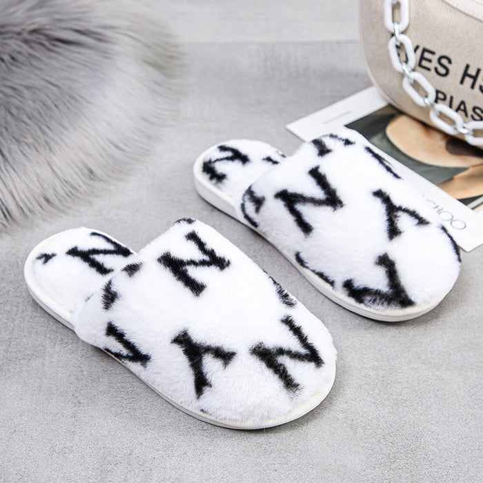 Wholesale slippers plush autumn and winter home warm Baotou cotton MOQ≥2 JDC-SP-ChengRui004