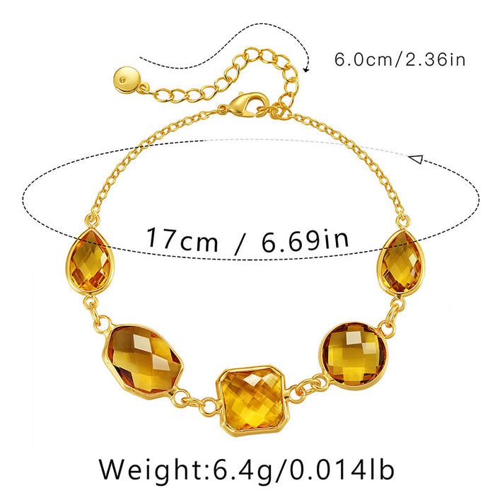 Brazalete al por mayor de vidrio de cobre Diamond Pear Drop Square Jewelry Moq≥2 JDC-BT-XIL005