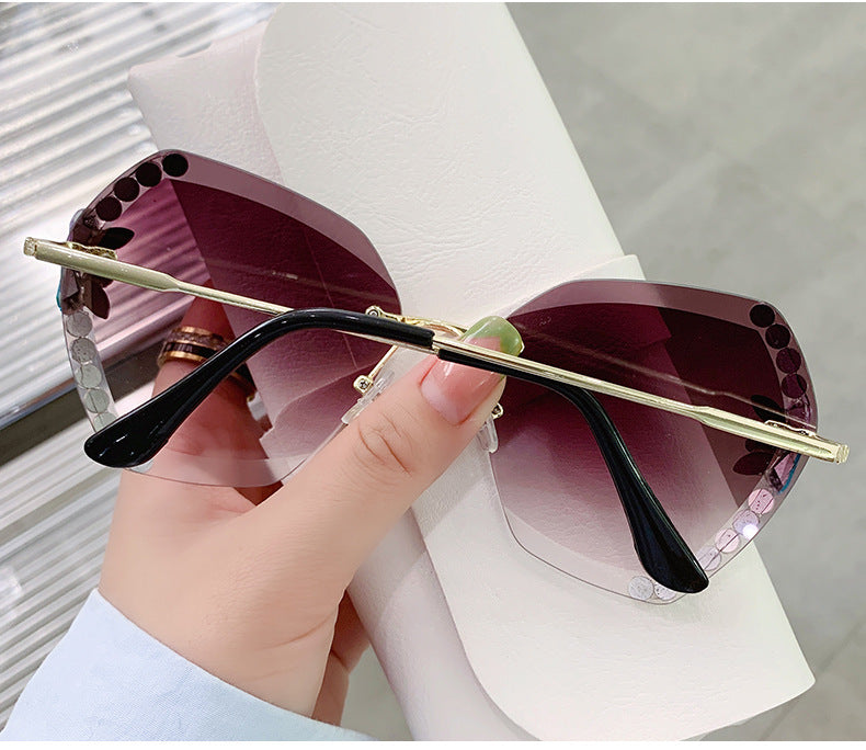 Wholesale Diamond Frameless Cut Edge Women Sunglasses UV Protection JDC-SG-ZhanH006