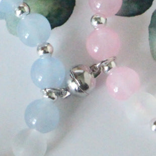 Wholesale Bracelet Painted Glass Crystal Beads Frosted Blue Beads Alloy Electroplating Niche JK Style JDC-BT-FanQ006