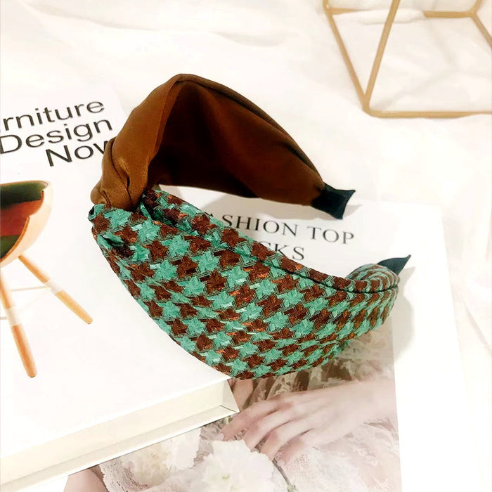 Wholesale cloth houndstooth knotted headband MOQ≥2 JDC-HD-YiSG002