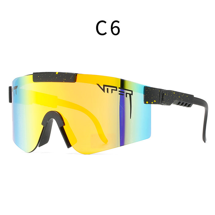 Pit de lente TAC al por mayor Pit a exteriores Colorido Gafas de sol de marco grande (F) JDC-SG-HED002