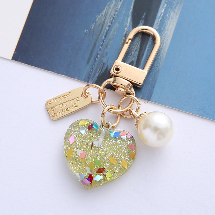 Wholesale love bell keychain pendant small fresh broken color love resin MOQ≥2 JDC-KC-JRen003