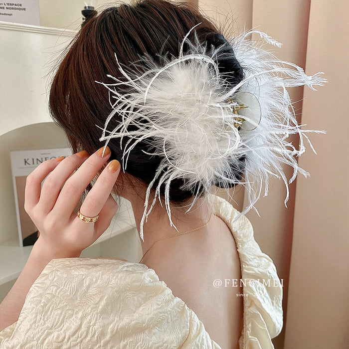 Wholesale Hair Clips Acrylic Feather Elegance Large MOQ≥2 JDC-HC-FengM001