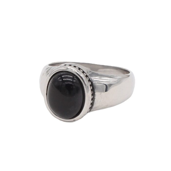 Wholesale Ring Men's Titanium Steel Simple Gemstone JDC-RS-PREMZEX005