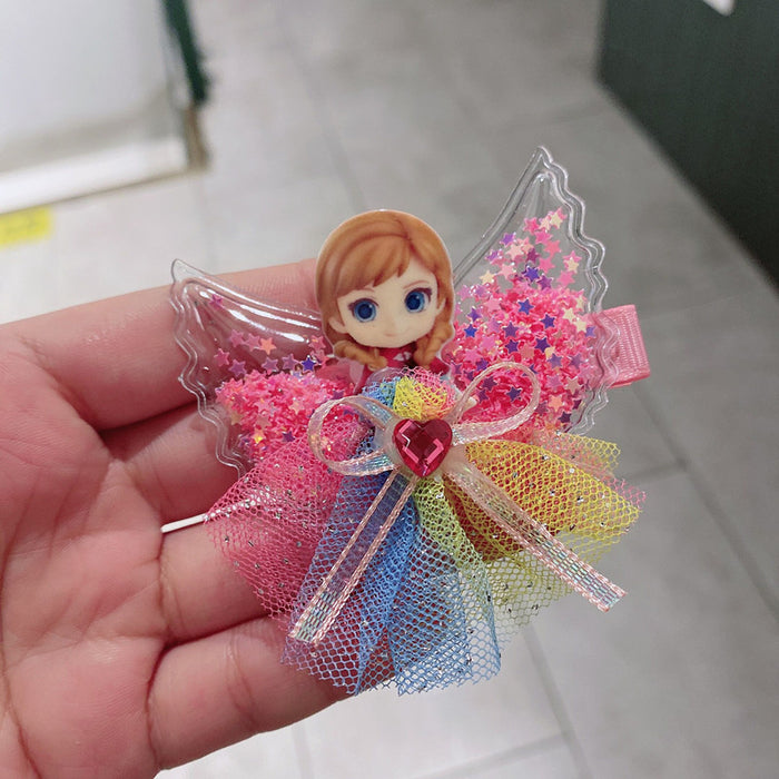 Wholesale hairpin acrylic children quicksand wings princess 10pcs JDC-HC-RuoTong003