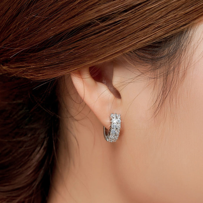 Wholesale Earrings Copper Double Row Diamond Cute Zircon Stud Earrings JDC-ES-WeiH020