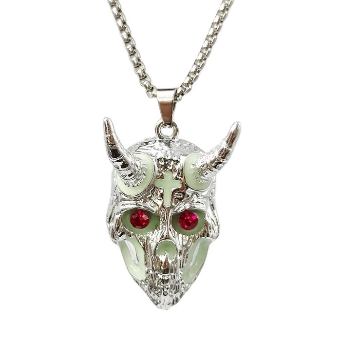 Wholesale Necklace Alloy Ram Skull Luminous MOQ≥2 JDC-NE-ZiFei004