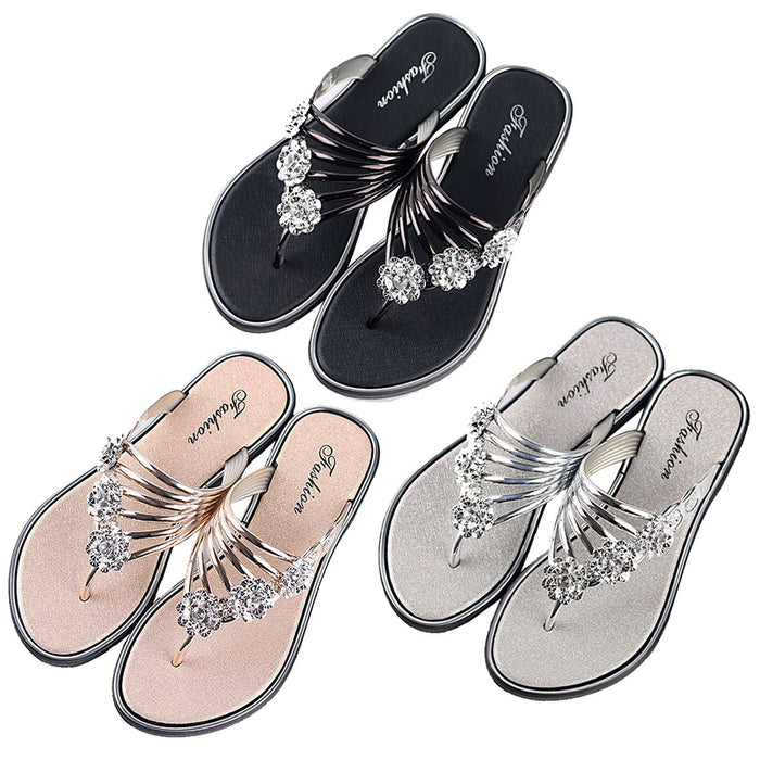 Wholesale slippers summer sandals new flat flip-flops women's lightweight shoes JDC-SD-RunH001