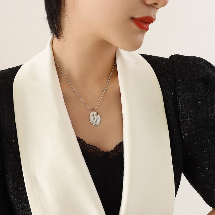 Wholesale Finger Round Pendant Clavicle Necklace Fashion Trend Diamond Jewelry JDC-NE-SZXYT005