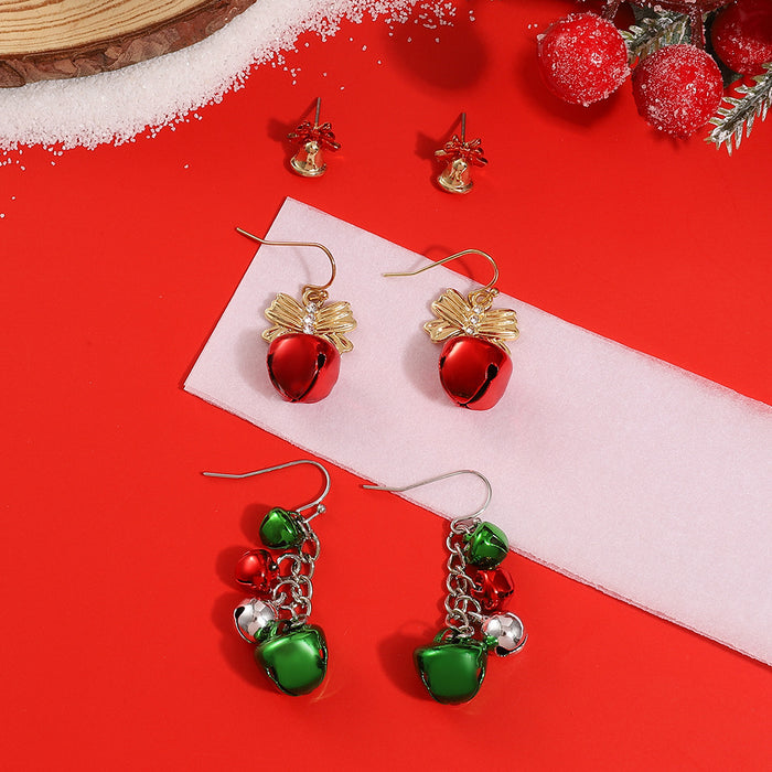 Wholesale Earrings Alloy Creative Christmas Red and Green Bells 3 Pairs Set JDC-ES-A541