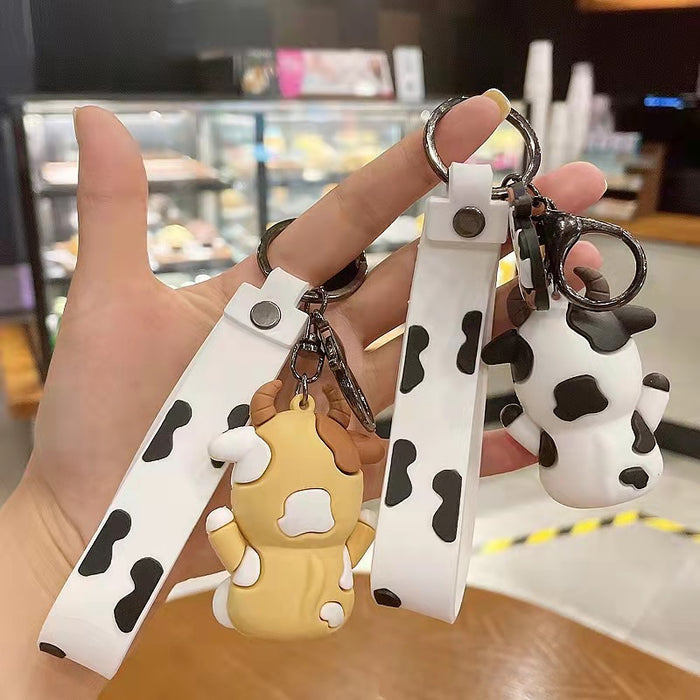 Wholesale Keychain PVC Cute Cartoon Cows Metal Pendant MOQ≥2 JDC-KC-ZhenT002