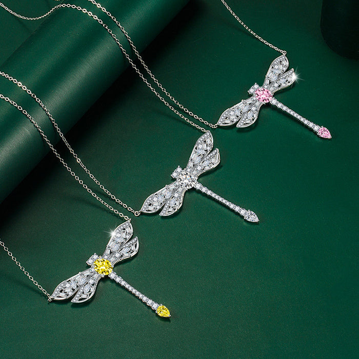 Wholesale New Dragonfly Necklace Creative Animal Color Water Drop Clavicle Chain JDC-CS-XinS004