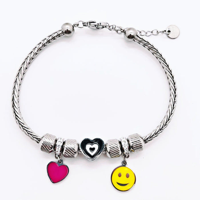Wholesale Bracelet Titanium Steel Simple Heart Smiley Face JDC-BT-DingP012