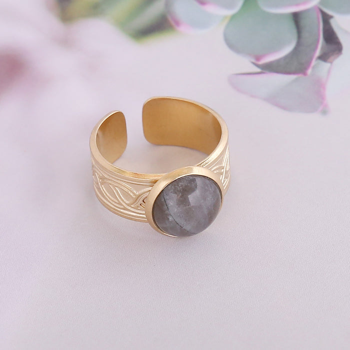 Wholesale Stainless Steel Natural Stone Rings JDC-RS-Bingm013
