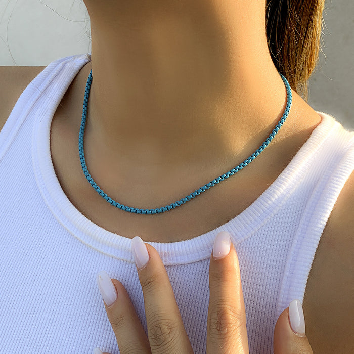 Wholesale Geometric Frosty Clavicle Chain Punk Color Stacked Necklace JDC-NE-GSXR059