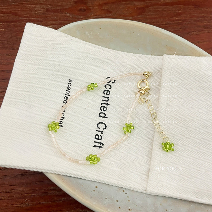 Wholesale Bracelet Super Fairy Glass Tube Beaded Green Flowers JDC-BT-JiaJ001