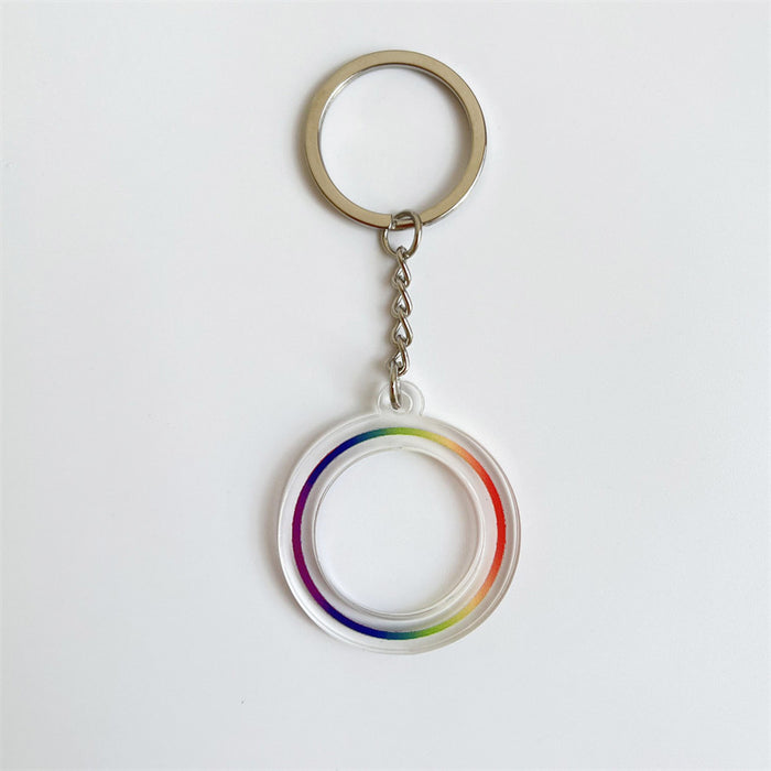 Wholesale LGBT Rainbow Acrylic Keychain Bag Bag Pendant Double Sided Pendant JDC-KC-HeRun001
