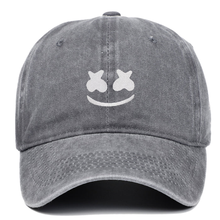 Wholesale Hat Cotton Smiley Embroidered Washed Distressed Baseball Cap JDC-FH-CSheng004
