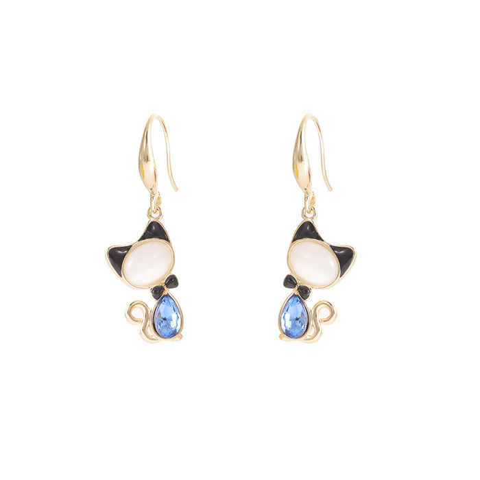 Wholesale earrings opal crystal ear hook fashion handmade oil drop earrings JDC-ES-lianxin003