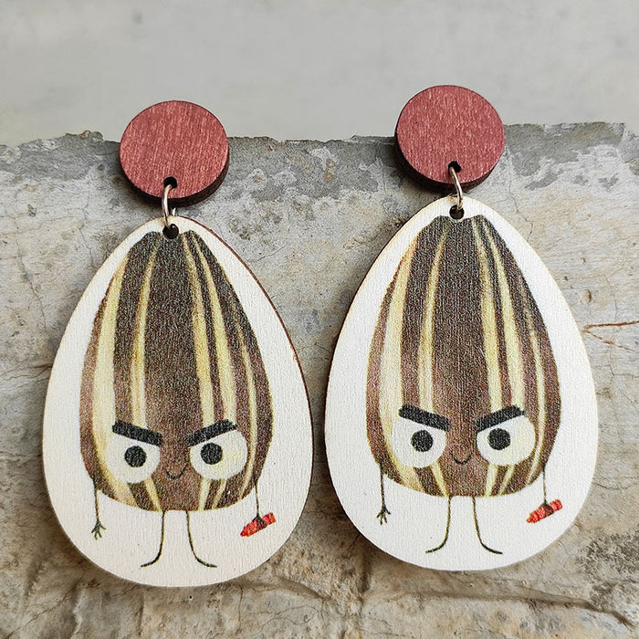 Wholesale Earrings Wooden Cute Potatoes Reading 2 Pairs JDC-ES-Heyi052