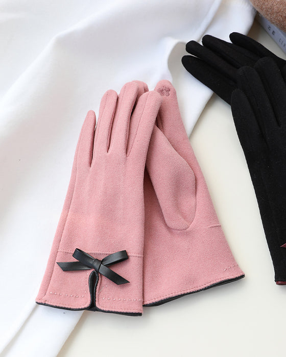 Wholesale Gloves Faux Leather Fleece Autumn Winter Plus Fleece Touch Screen Gloves MOQ≥2 JDC-GS-MinZ002