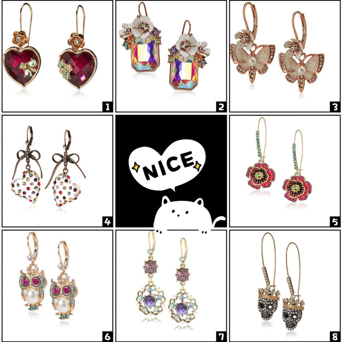 Wholesale Earrings Alloy Precious Stones Colored Diamonds MOQ≥2 JDC-ES-jinmiao006