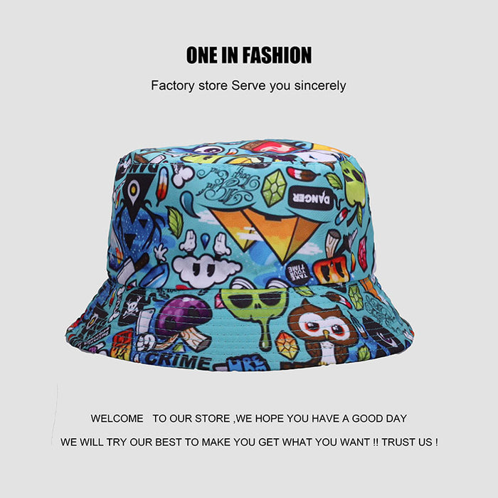 Impresión de sombrero de pescador al por mayor Graffiti Funny Sun Sol Hat JDC-FH-Wany005