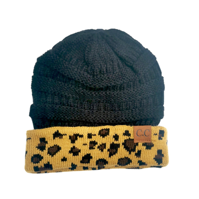 Wholesale Hat Acrylic Leopard Knit Cap JDC-FH-GE009