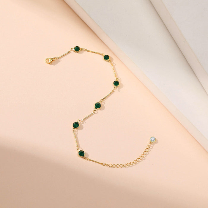 Wholesale Anklets Gold Green Hasite Adjustable Thin MOQ≥2 JDC-AS-JinM010