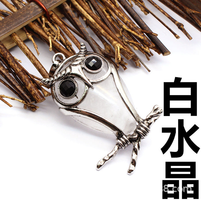 Wholesale necklace alloy jewelry crystal owl pendant amethyst jewelry MOQ≥2 JDC-NE-Jinshe004