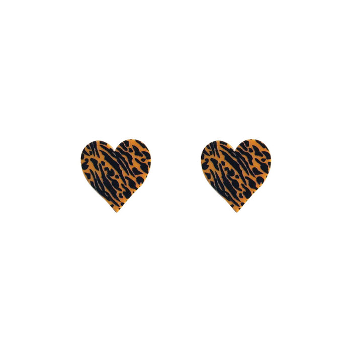 Pendientes al por mayor forma de corazón acrílico Leopardo Zebra vaca Python Giraffe Tiger Print JDC-ES-Moshu065