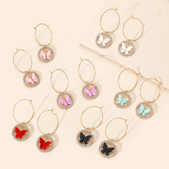 Wholesale Earrings Alloy Diamond Butterfly Earrings MOQ≥3 JDC-ES-LINER002