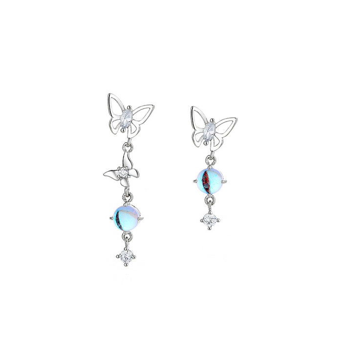 Wholesale earrings copper moonstone butterfly tassel JDC-ES-gumn005