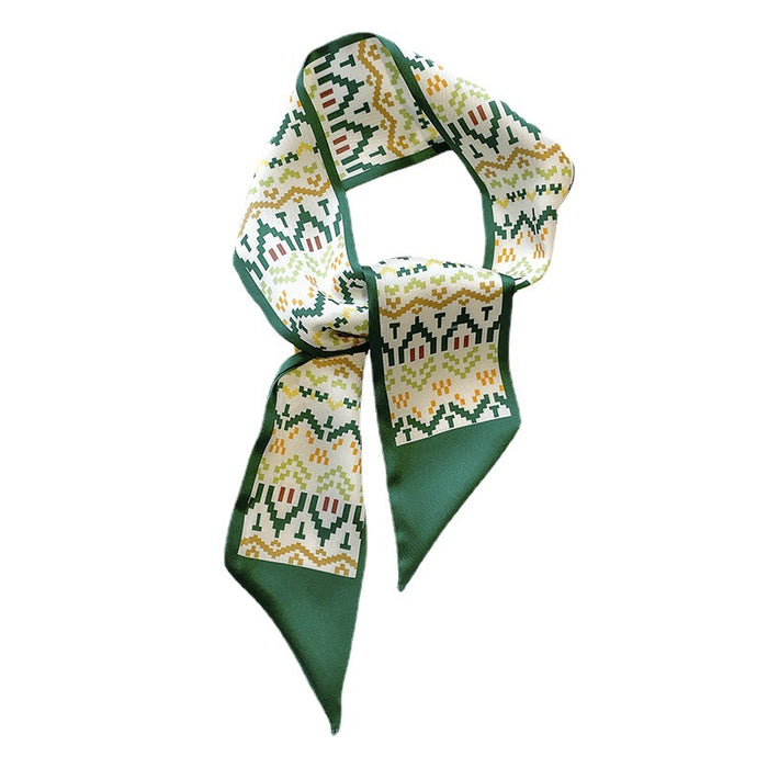 Wholesale hair rope satin white and tender green scarf MOQ≥2 JDC-HS-SD001
