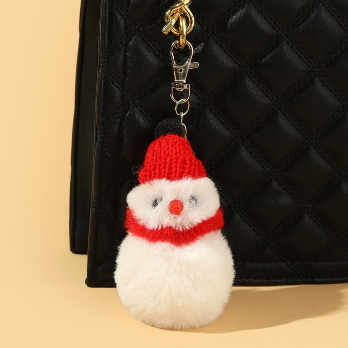 Wholesale Keychains Faux Fur Christmas Snowman MOQ≥2 JDC-KC-WenJ020