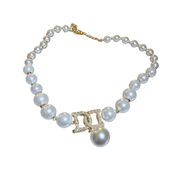 Wholesale Necklace Pearl French Alphabet Clavicle Chain JDC-NE-BY081