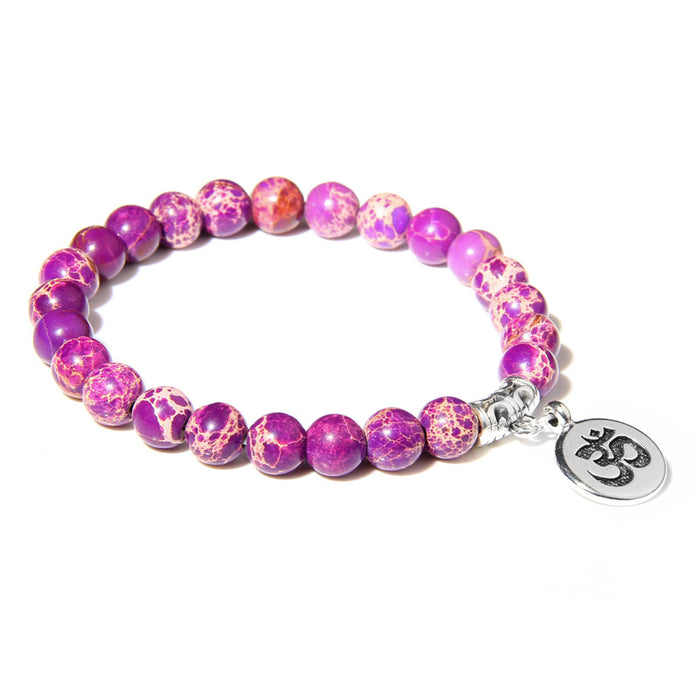 Wholesale Natural Stone Buddha Beads Hand Pink Zebra Stone Lotus Charm Bracelet JDC-BT-liehuo008