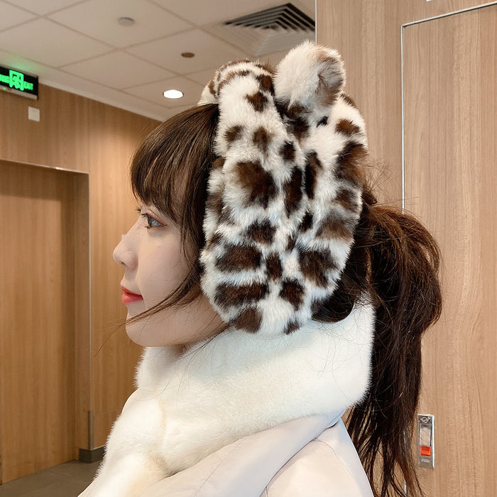 Wholesale Earmuff Plush Winter Ear Protection Animal Warm Leopard Print JDC-EF-HuanQ003